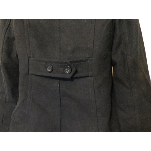 Old Navy Pea Coat S Black Jacket Double Breasted Long Sleeve Lined Wool Blend - Picture 6 of 8